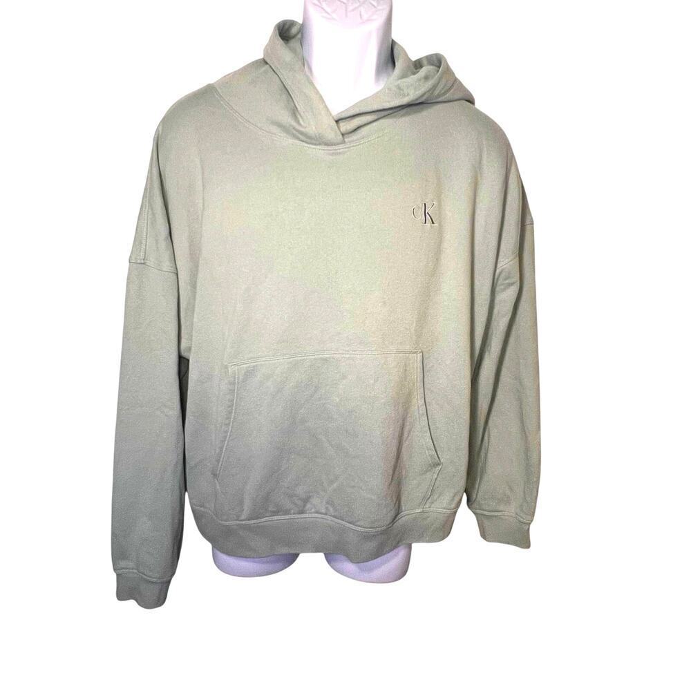 Calvin Klein unisex Logo long sleeve hooded sweatshirt kangaroo pockets Y2K sz L